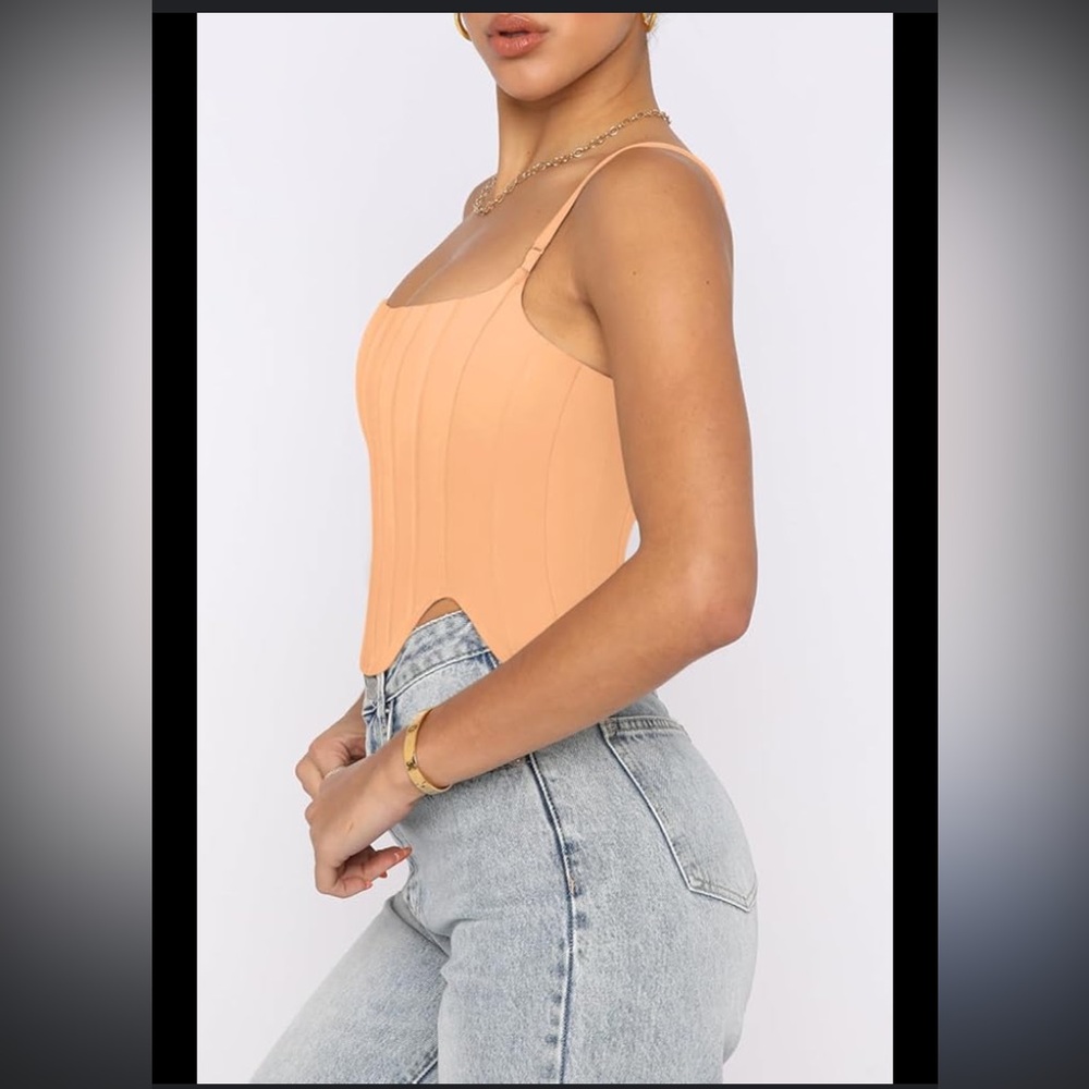 ReoRia Peach Corset Bodysuit Top